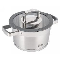 Garnek indukcyjny z pokrywką Zyle ZY12718SP, 2 litry, stal nierdzewna, technologia Impact Bonding, na wszystkie kuchenki