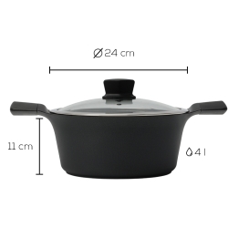 Garnek indukcyjny z pokrywką Zyle ZY3024PT, 4 litry, aluminium, powłoka nieprzywierająca, na wszystkie kuchenki