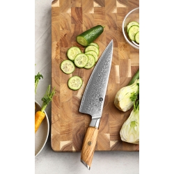 Nóż szefa kuchni Kamazaki Chef KZ37KN, ostrze 22 cm – stal damasceńska