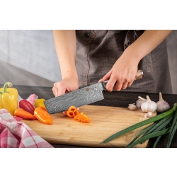 Nóż Nakiri Kamazaki KZI206KN, ostrze 18 cm – stal damasceńska z rdzeniem VG-10