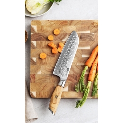Nóż Santoku KAMAZAKI KZ38KN ze stali damasceńskiej, 18 cm