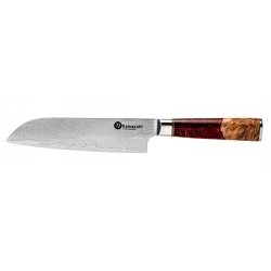 Nóż Santoku Kamazaki KZI205KN, ostrze 18 cm – stal damasceńska z rdzeniem VG-10