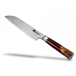 Nóż Santoku Kamazaki KZI205KN, ostrze 18 cm – stal damasceńska z rdzeniem VG-10