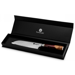 Nóż Santoku Kamazaki KZI205KN, ostrze 18 cm – stal damasceńska z rdzeniem VG-10