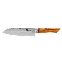 Nóż Santoku Kamazaki KZI304KN, ostrze 18 cm – stal damasceńska z rdzeniem AUS10