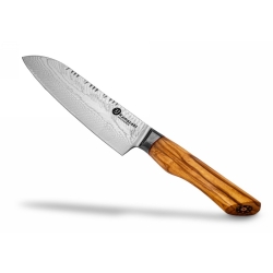 Nóż Santoku Kamazaki KZI304KN, ostrze 18 cm – stal damasceńska z rdzeniem AUS10