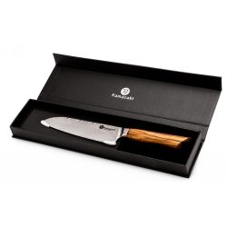 Nóż Santoku Kamazaki KZI304KN, ostrze 18 cm – stal damasceńska z rdzeniem AUS10