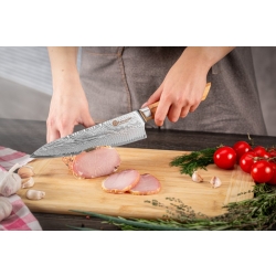 Nóż szefa kuchni Kamazaki Chef KZI301KN, ostrze 20 cm – stal damasceńska z rdzeniem AUS10
