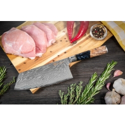 Nóż kuchenny Kamazaki Cleaver KZI103KN, ostrze 19 cm – stal damasceńska