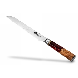 Nóż do chleba Kamazaki KZI204KN, ostrze 20 cm – stal damasceńska