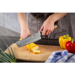 Nóż Nakiri Kamazaki KZI107KN z 67-warstwowej stali damasceńskiej – ostrze 18 cm
