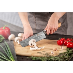 Nóż Nakiri Kamazaki KZI302KN, ostrze 18 cm – stal damasceńska z rdzeniem AUS10