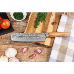 Nóż Nakiri Kamazaki KZI302KN, ostrze 18 cm – stal damasceńska z rdzeniem AUS10