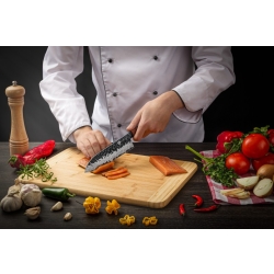 Nóż Santoku KAMAZAKI KZI219KN, ostrze 18 cm – stal damasceńska z rdzeniem VG-10
