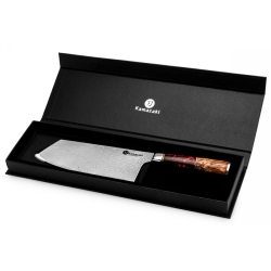 Nóż Kamazaki Cleaver KZI201KN, ostrze 19 cm – stal damasceńska, rdzeń VG-10