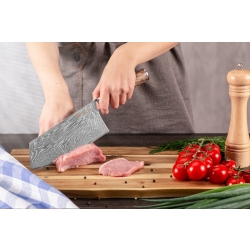 Nóż Kamazaki Cleaver KZI201KN, ostrze 19 cm – stal damasceńska, rdzeń VG-10