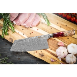 Nóż Kamazaki Cleaver KZI201KN, ostrze 19 cm – stal damasceńska, rdzeń VG-10