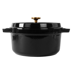 Okrągły emaliowany garnek żeliwny Zyle ZY01BKKI, czarny Ø27 cm, 5 l