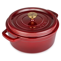 Okrągły emaliowany garnek żeliwny Zyle ZY01RKI Ø27 cm, 5 l, czerwony