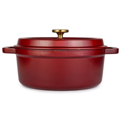 Okrągły emaliowany garnek żeliwny Zyle ZY01RKI Ø27 cm, 5 l, czerwony