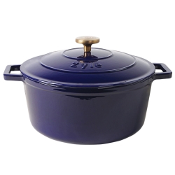 Okrągły emaliowany garnek żeliwny Zyle ZY020BLKI, niebieski, Ø 27 cm, 6 l