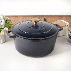 Okrągły emaliowany garnek żeliwny Zyle ZY020DGKI, szary, Ø 27 cm, 6 l