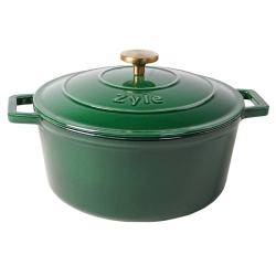 Okrągły emaliowany garnek żeliwny Zyle ZY020GRKI, zielony, Ø 27 cm, 6 l