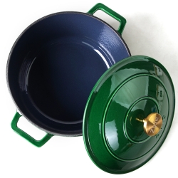 Okrągły emaliowany garnek żeliwny Zyle ZY020GRKI, zielony, Ø 27 cm, 6 l