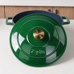 Okrągły emaliowany garnek żeliwny Zyle ZY020GRKI, zielony, Ø 27 cm, 6 l