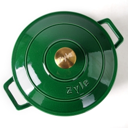 Okrągły emaliowany garnek żeliwny Zyle ZY020GRKI, zielony, Ø 27 cm, 6 l