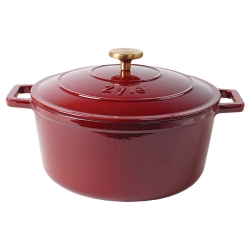 Okrągły emaliowany garnek żeliwny Zyle ZY020RKI, czerwony, Ø 27 cm, 6 l