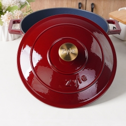 Okrągły emaliowany garnek żeliwny Zyle ZY020RKI, czerwony, Ø 27 cm, 6 l