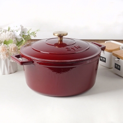 Okrągły emaliowany garnek żeliwny Zyle ZY020RKI, czerwony, Ø 27 cm, 6 l