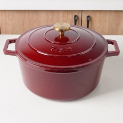 Okrągły emaliowany garnek żeliwny Zyle ZY020RKI, czerwony, Ø 27 cm, 6 l