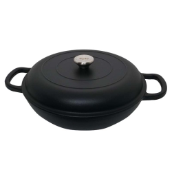 Okrągły emaliowany garnek żeliwny Zyle ZY030CBKI Ø30 cm, 3,5 l, czarny