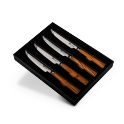 Zestaw 4 noży do steków KAMAZAKI KZI001SET – stal damasceńska, rdzeń AUS-10