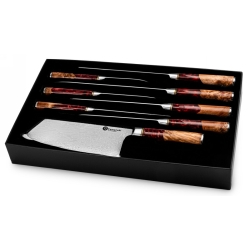 Zestaw 8 noży kuchennych Kamazaki KZI200SET – stal damasceńska, rdzeń VG10
