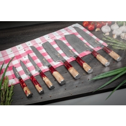 Zestaw 8 noży kuchennych Kamazaki KZI200SET – stal damasceńska, rdzeń VG10
