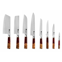 Zestaw 8 noży kuchennych Kamazaki KZI200SET – stal damasceńska, rdzeń VG10