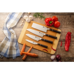 Zestaw 4 noży kuchennych KAMAZAKI KZI002SET – stal damasceńska, drewniany stojak