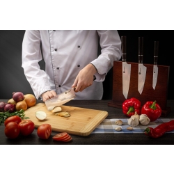 Zestaw 4 noży kuchennych KAMAZAKI KZI002SET – stal damasceńska, drewniany stojak