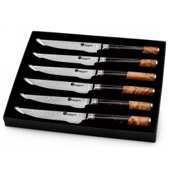 Zestaw 6 noży do steków Kamazaki KZI110STK – stal damasceńska, ostrze 13 cm